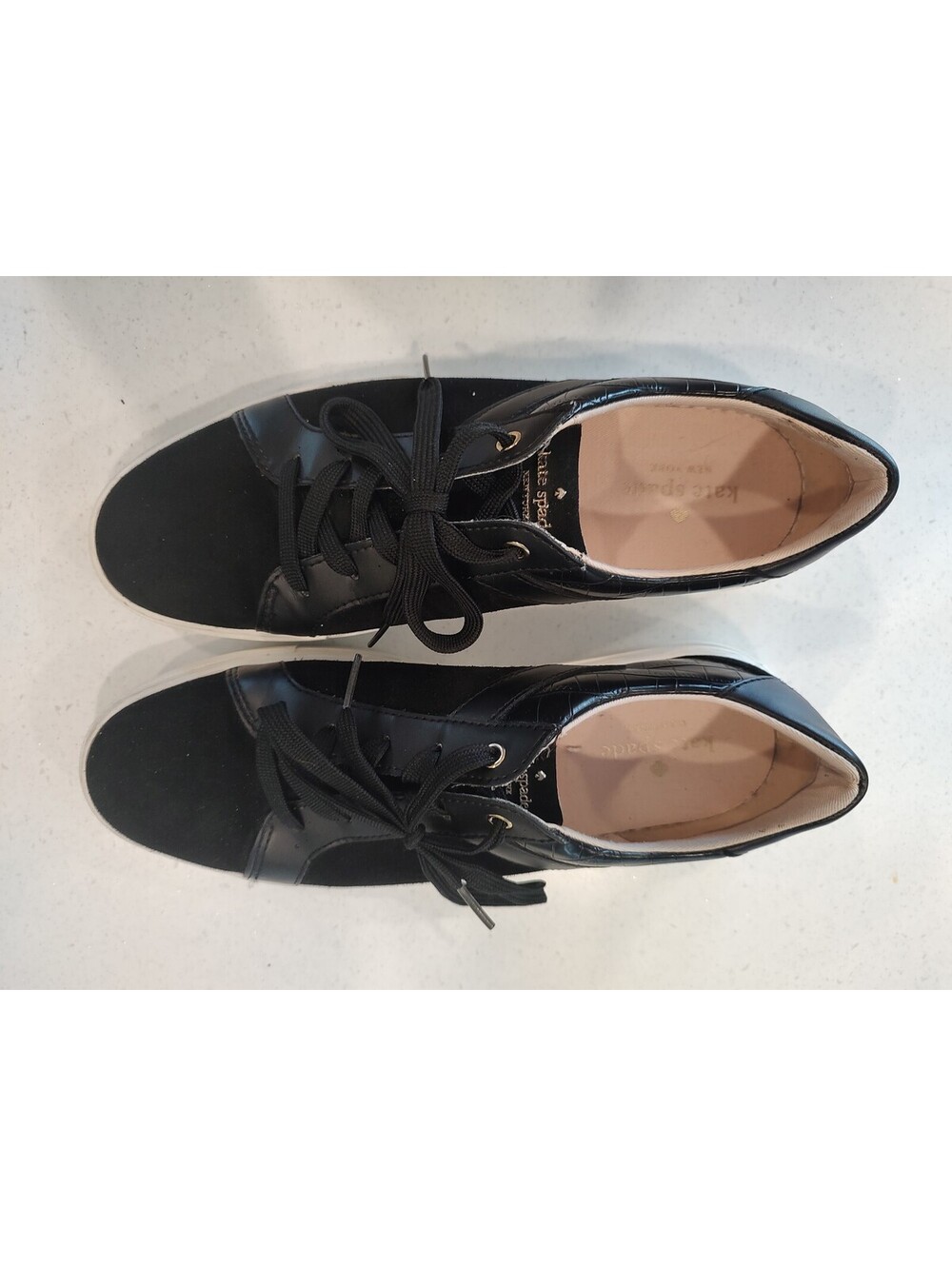 Kate Spade Women's Size 11 New York Black Leather and Suede Sneakers